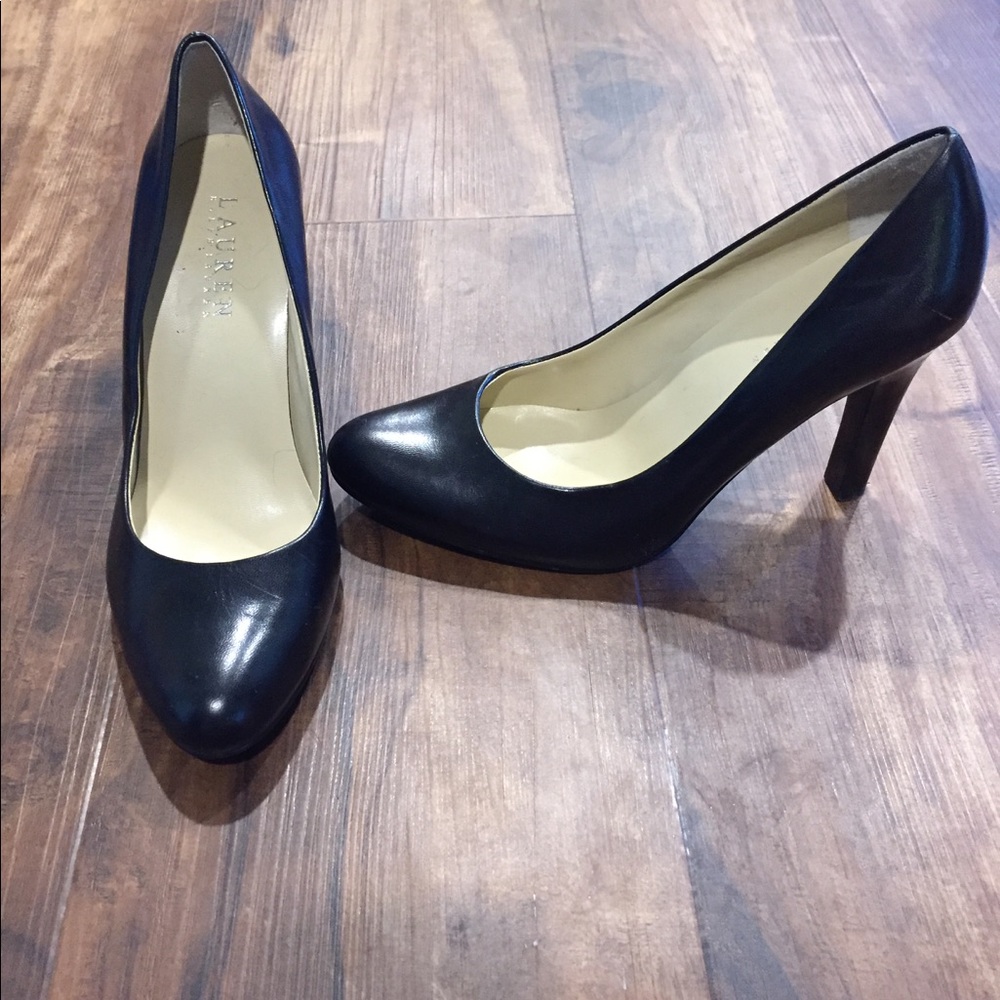 Ralph Lauren black leather heels size 6